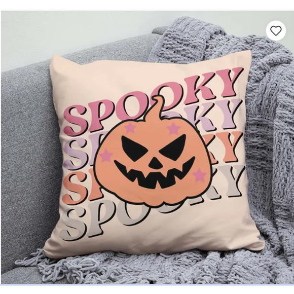 New! SPOOKY Pink Evil Pumpkin Throw Pillow - Insert Included! - Pinkoween - Picture 1 of 3